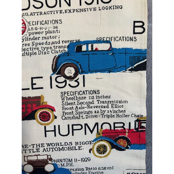 Vintage Fabric Antique Cars Buick Rolls Royce Hudson LaSalle 45" x 55" Tan Red - Picture 4 of 5